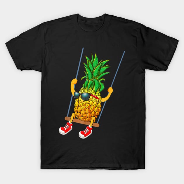 Funny swinging pineapple swinger sunglasses summer T-Shirt by Tianna Bahringer
